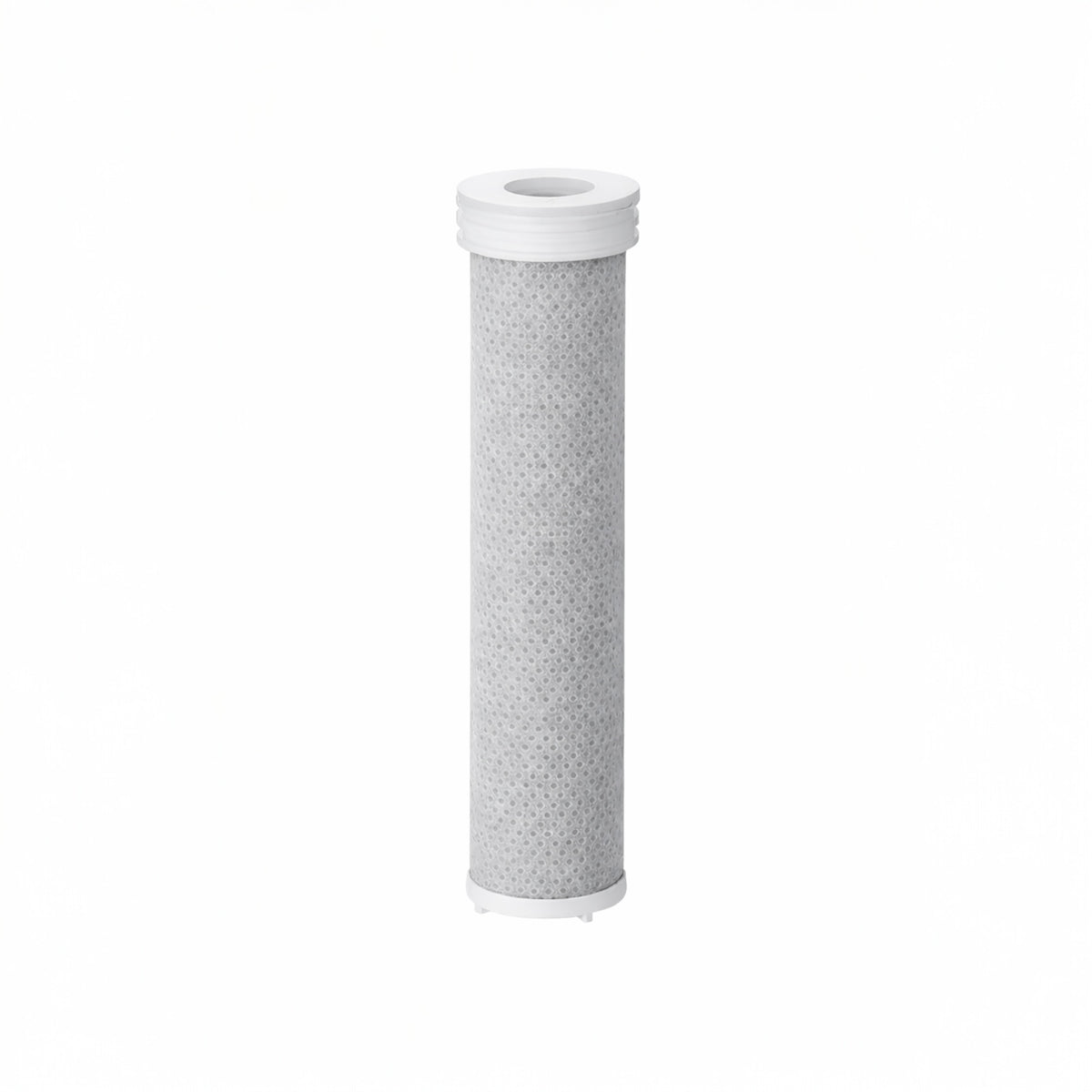 Cartouche filtrante ACF au charbon actif pour pommeau de douche EOVAA, présentée verticalement sur fond blanc.